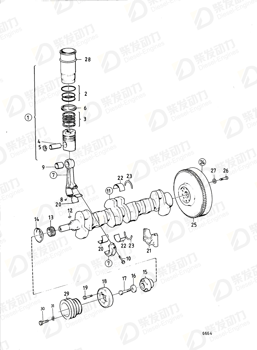 VOLVO Crankshaft 846444 Drawing